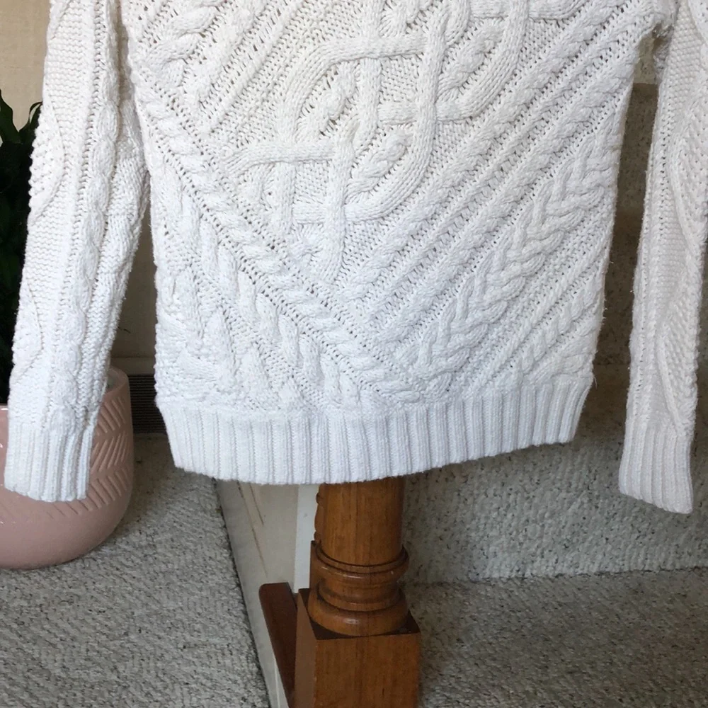 Polo Ralph Lauren White Cable Knit Pop Over Sweater - Picture 4 of 12